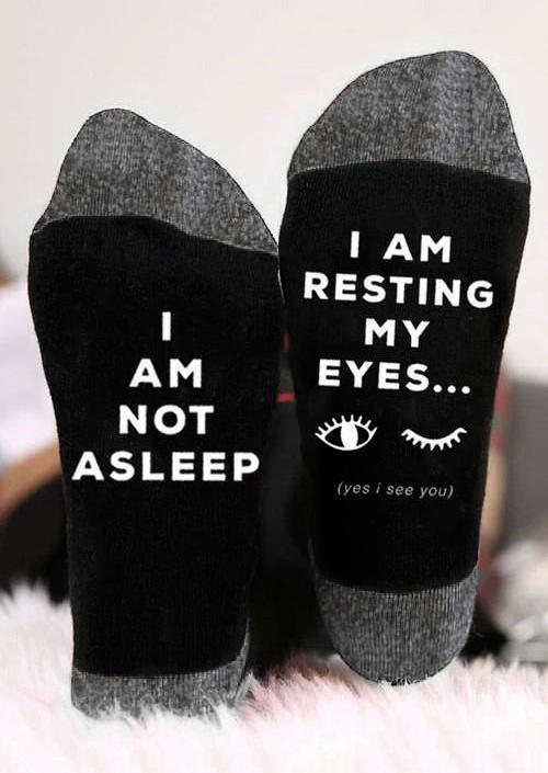 

Men Not Asleep Resting My Eyes Socks, Black, 504525