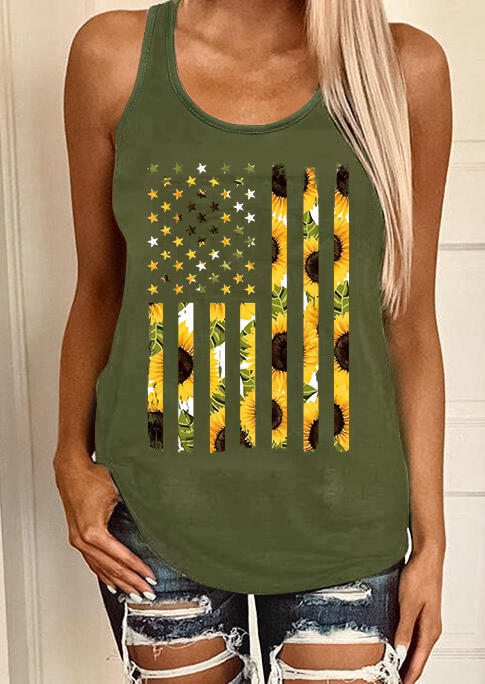 

Sunflower American Flag Racerback Tank - Army Green, 504369