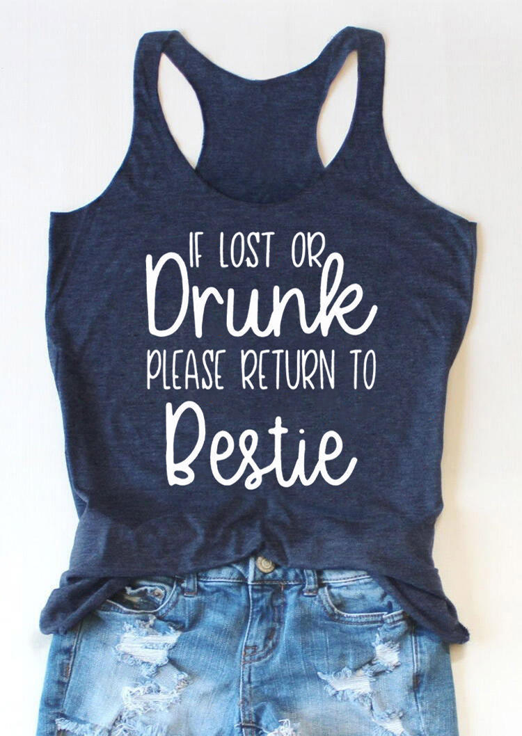 

If Lost Or Drunk Please Return To Bestie Racerback Tank - Navy Blue, 504634