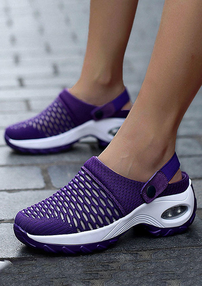 

Mesh Air Cushion Platform Breathable Clogs Sandals - Purple, 504486