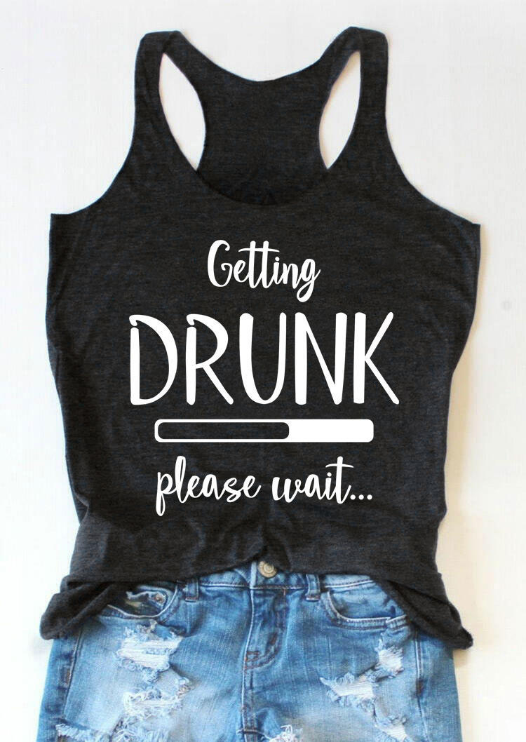 

Getting Drunk Please Wait Racerback Tank - Gray, 504209