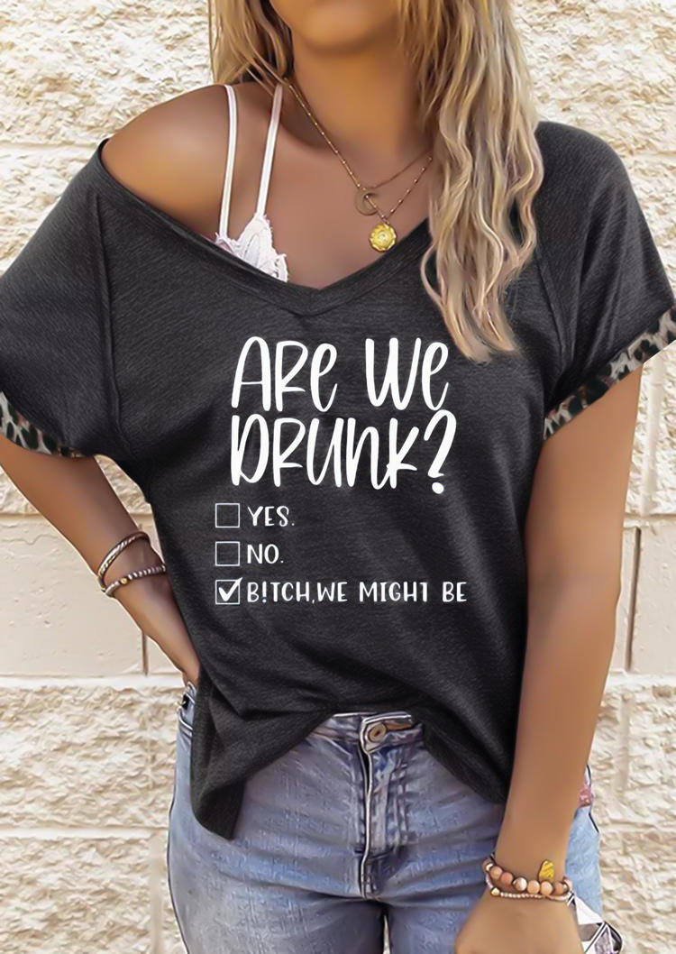 

Are We Drunk Leopard Splicing Blouse - Gray, 504672