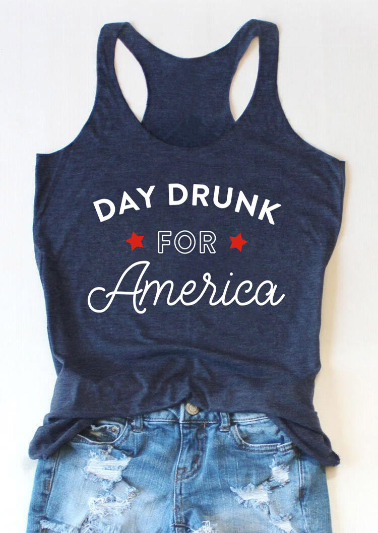 

Day Drunk For America Star Racerback Tank - Deep Blue, 504808