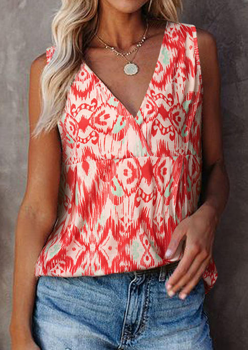 

Vintage Sleeveless V-Neck Tank, Multicolor, 504818