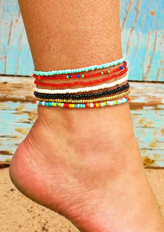 

7Pcs Bohemian Colorful Beading Anklet Set, Multicolor, 504883