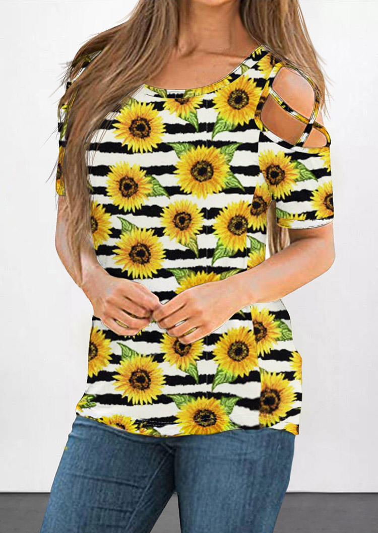 

Sunflower Striped Criss-Cross Blouse, Multicolor, 505078