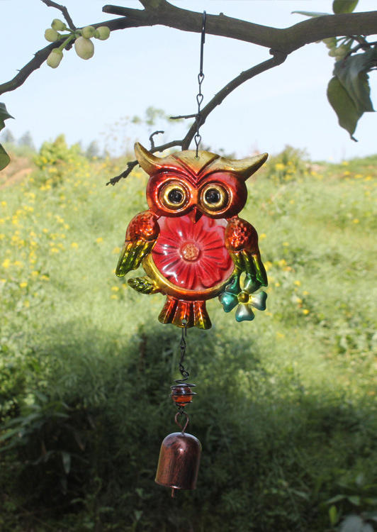 

Glass Owl Wind Chime Ornament, Red, 505103