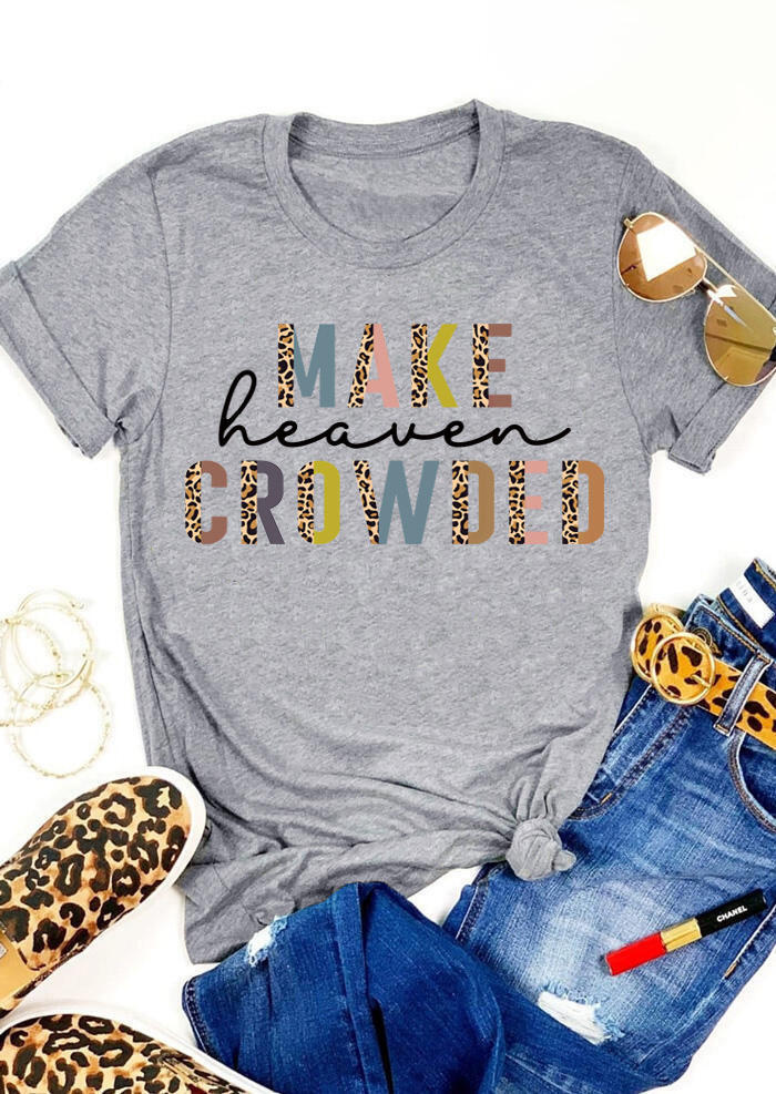 

Make Heaven Crowded Leopard T-Shirt Tee - Gray, 504740