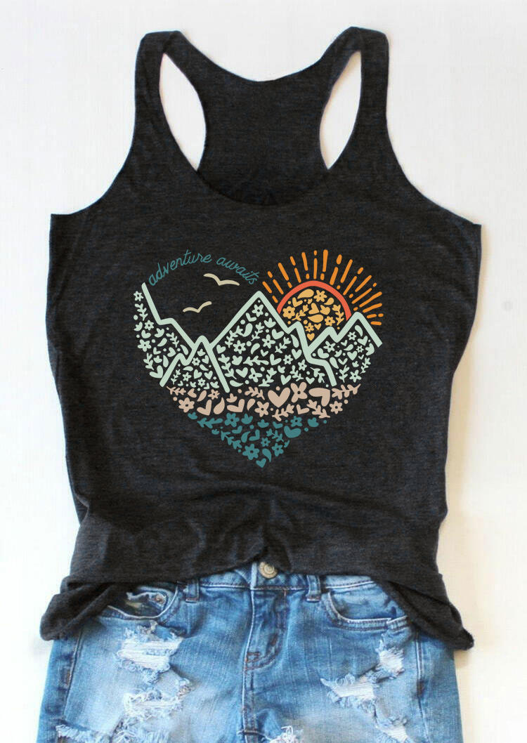 

Adventure Awaits Sun Heart Racerback Tank - Dark Grey, 504959