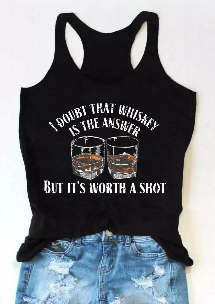 

I Doubt That Whiskey Is The Answer Racerback Tank - Black, 505025