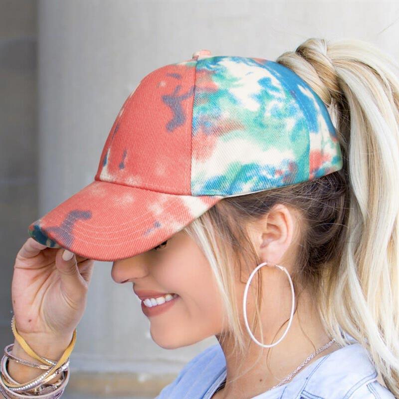 

Tie Dye Criss-Cross Baseball Cap, Pink;white, 498470