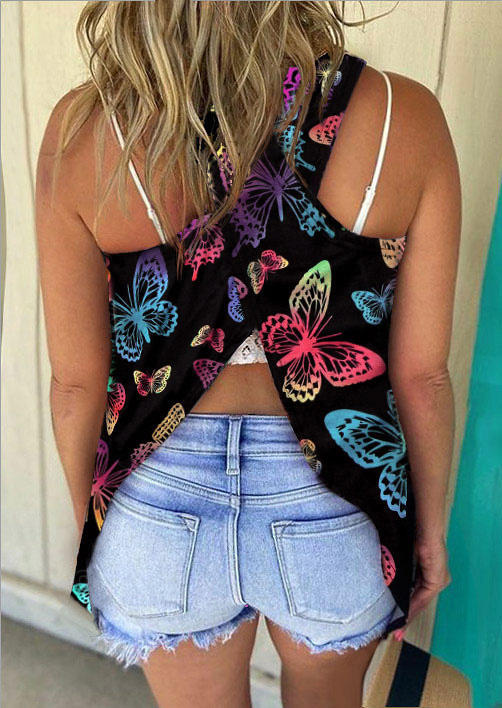 

Gradient Colorful Butterfly Tank - Black, 505099