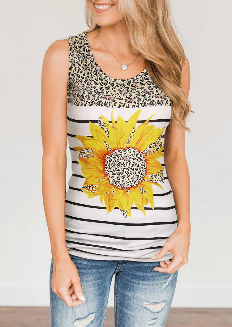

Leopard Sunflower Striped Tank, Multicolor, 505248