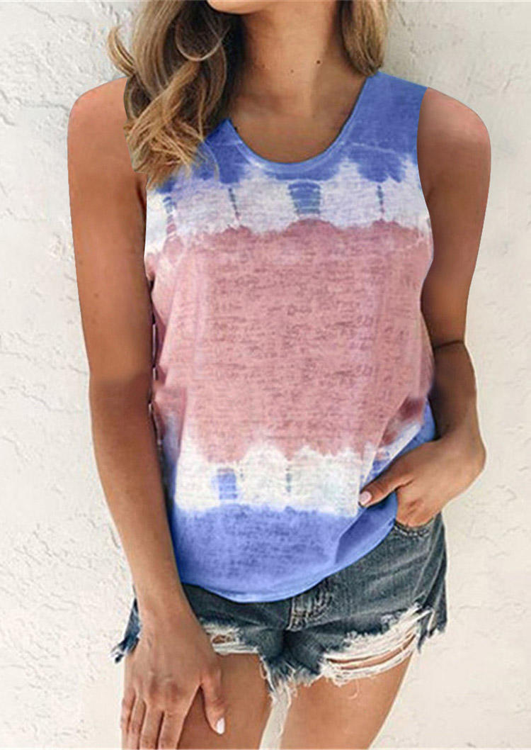 

Gradient Tie Dye Sleeveless Casual Tank - Blue, 505356