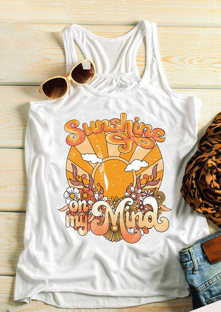 

Sunshine On My Mind Floral Racerback Tank - White, 505359