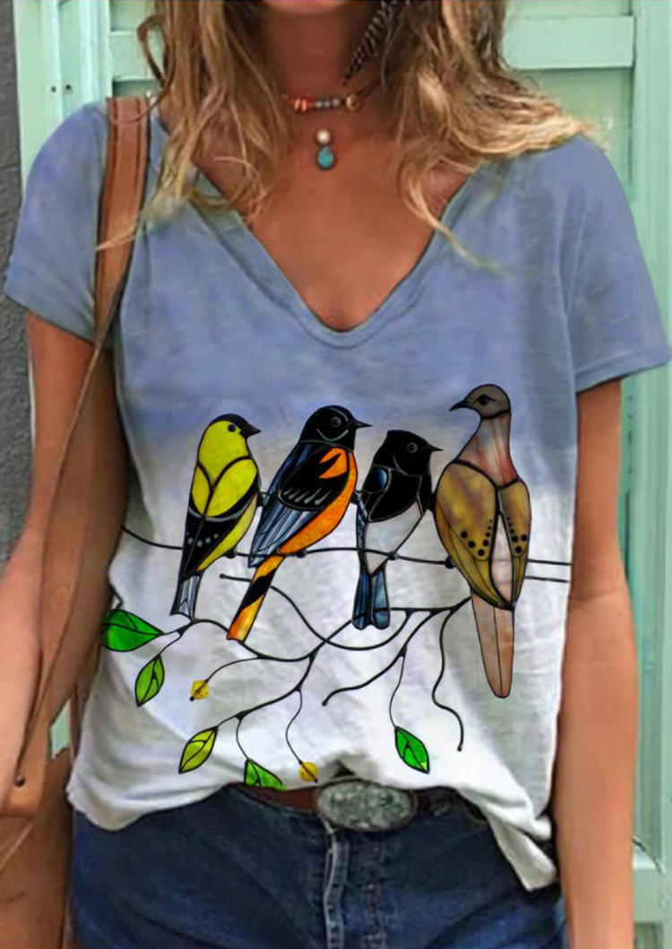 

Hummingbird V-Neck Casual Blouse, Multicolor, 505390