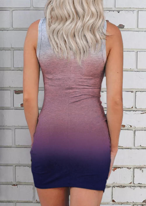 Gradient Hollow Out Twist Bodycon Dress