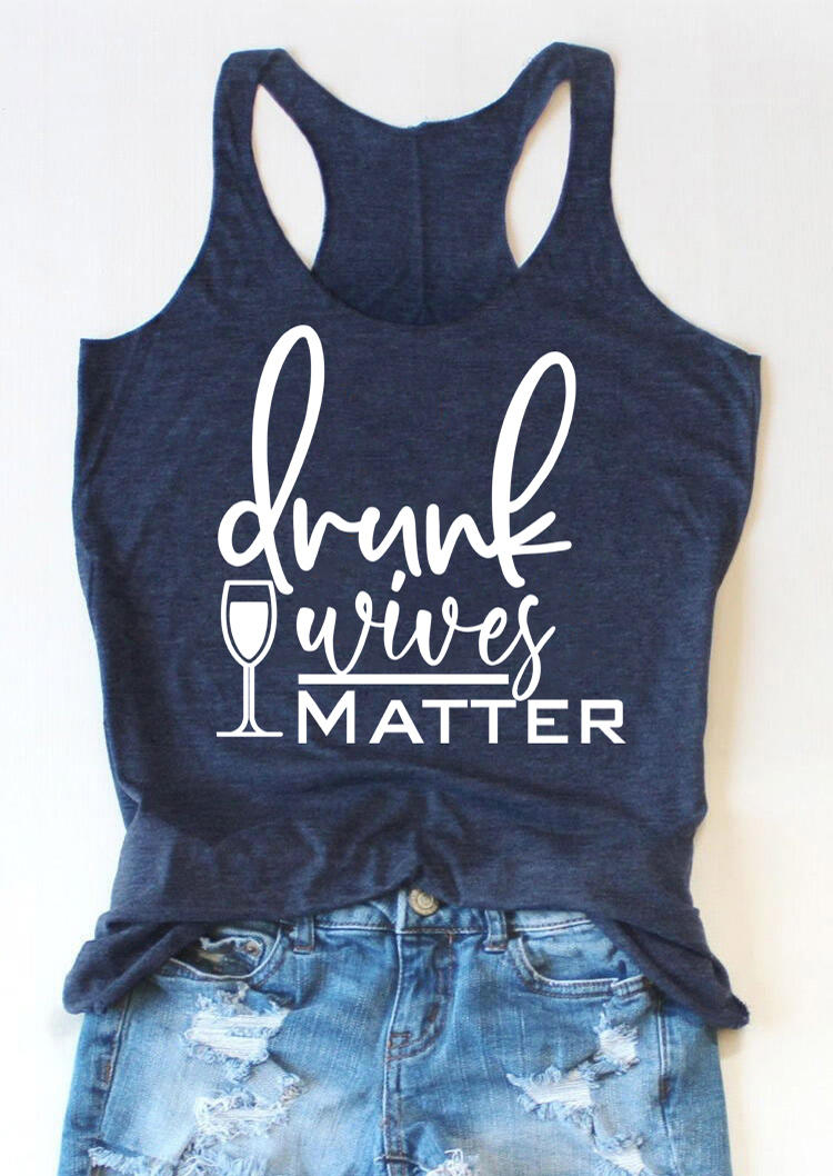 

Drunk Wives Matter Racerback Tank - Navy Blue, 505440