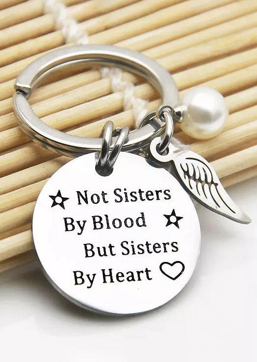 

Not Sisters By Blood But Sisters By Heart Pearl Keychain, Silver, 495197
