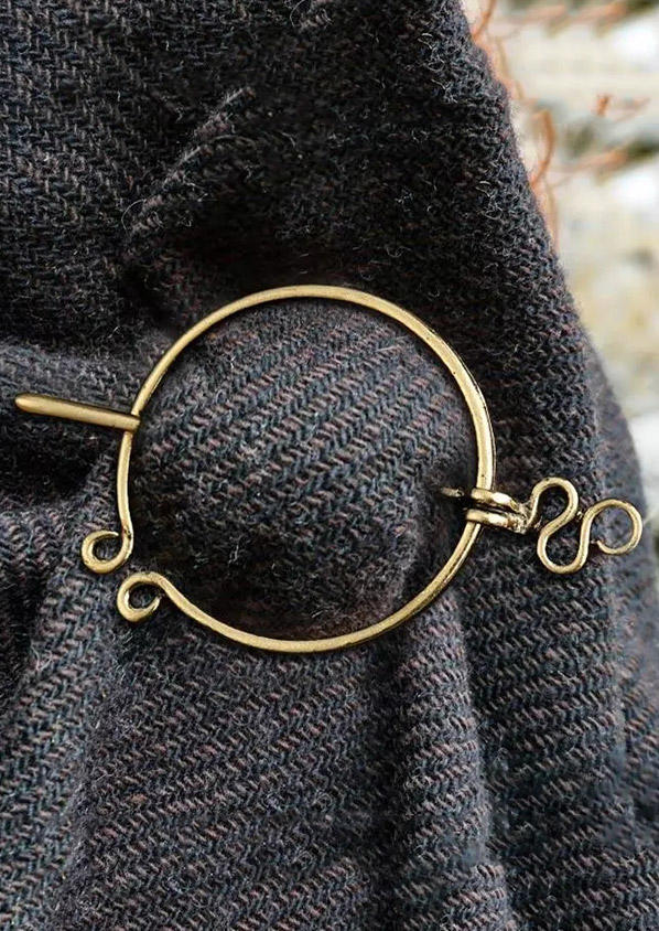 

Vintage Shawl Scarf Buckle Clasp Pin Viking Brooch, Gold, 496188