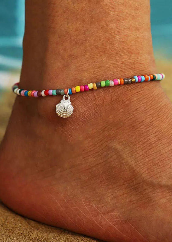 

Bohemian Colorful Beading Shell Anklet, Silver, 501517