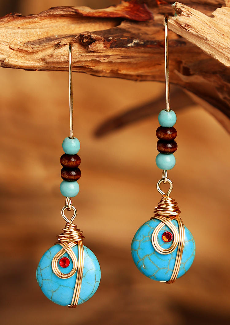 

Vintage Turquoise Beading Earrings, Cyan, 505482