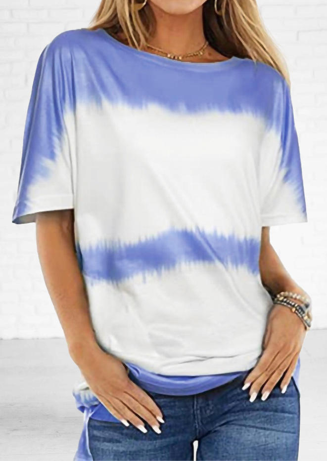 

Tie Dye O-Neck Blouse, Multicolor, 505606