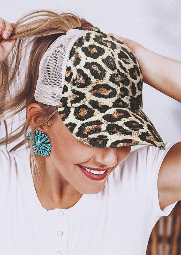 

Leopard Mesh Criss-Cross Hollow Out Baseball Cap, Multicolor, 476715