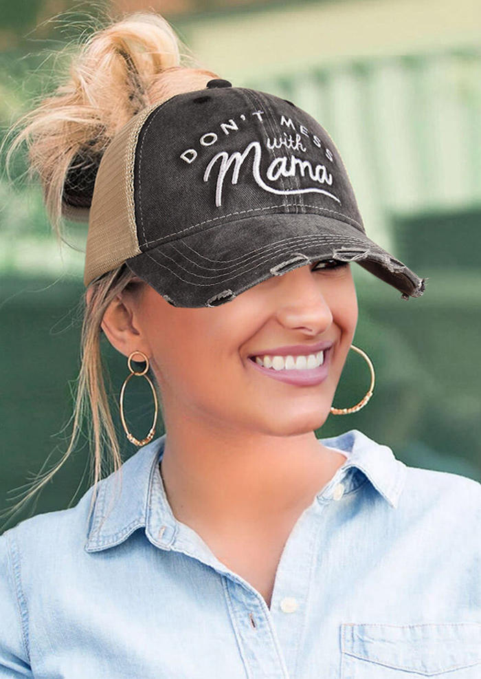 

Don't Mess With Mama Embroidery Baseball Cap, Dark grey, 479829