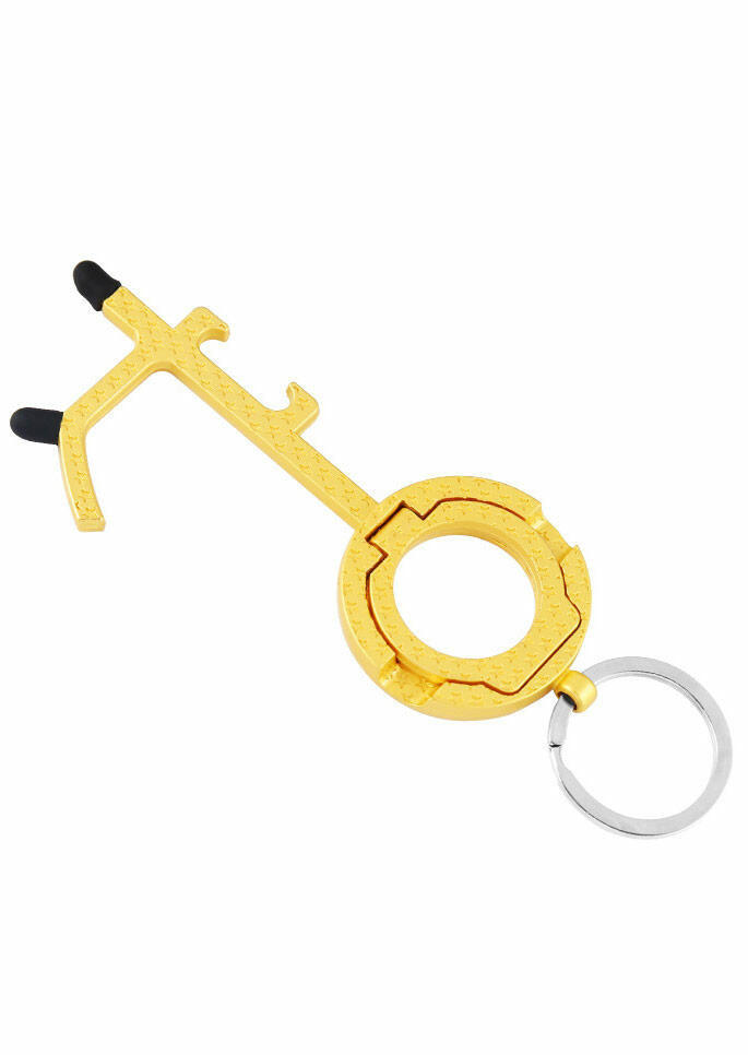 

Multi-Functional No Touch Door Opener Keychain with Stylus, Black;gold;silver, 490115
