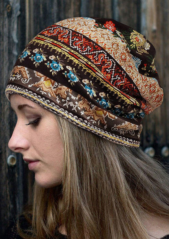 

Vintage Floral Thin Bonnet Beanie Hat, Pattern1;pattern2, 497908