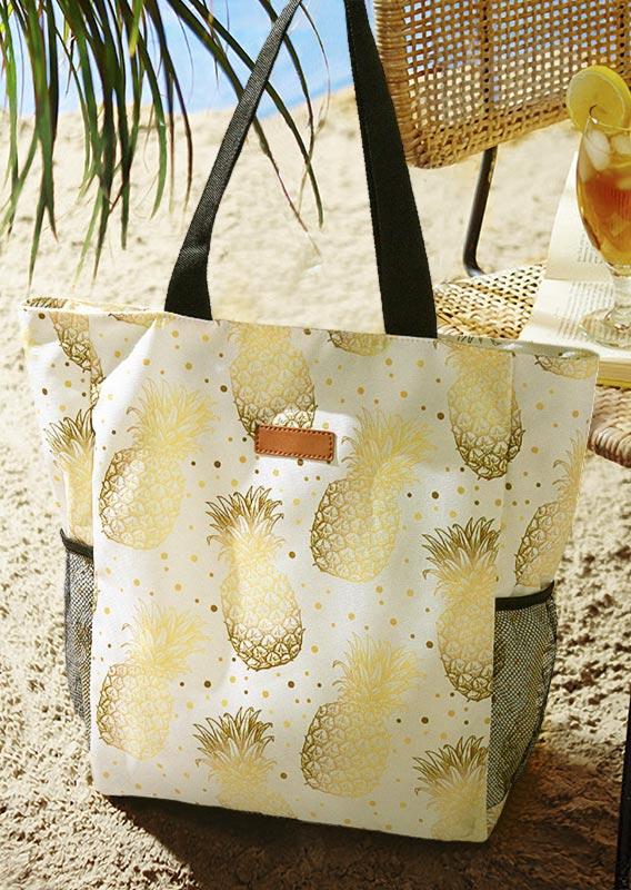 

Pineapple Mesh Pocket Zipper Handbag, White, 500511