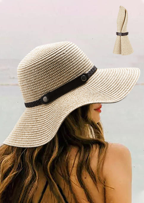 Summer Sun Protection Rolled Up Straw Hat