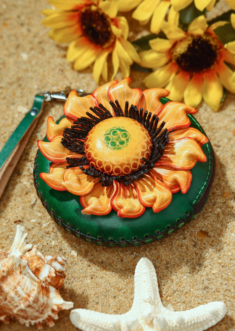 

Sunflower Cowhide Clutch Coin Purse - Green, 501493