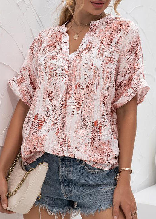 

Tie Dye Short Sleeve V-Neck Shirt, Multicolor, 505635