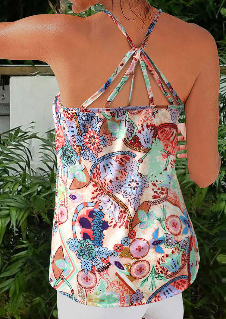 

Floral Criss-Cross Open Back Camisole, Multicolor, 505719