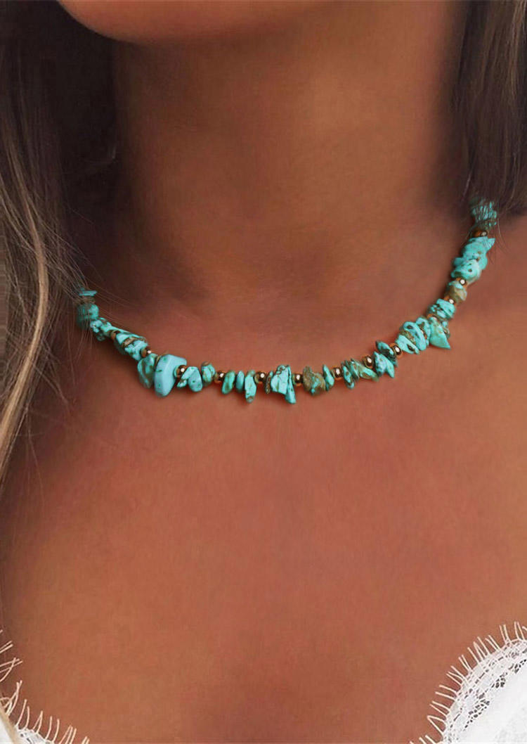 

Bohemian Asymmetric Turquoise Choker Necklace - Cyan, 505722