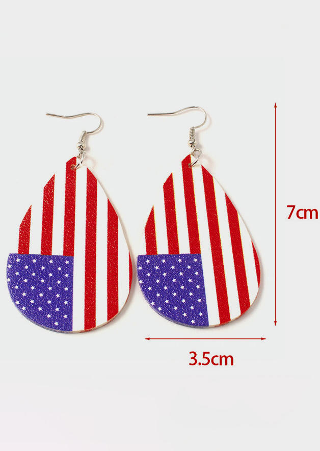 American Flag Printed Earrings - Red