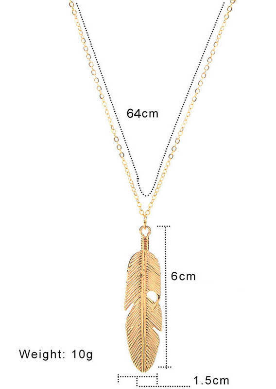 Solid Long Feather Pendant Sweater Chain Necklace