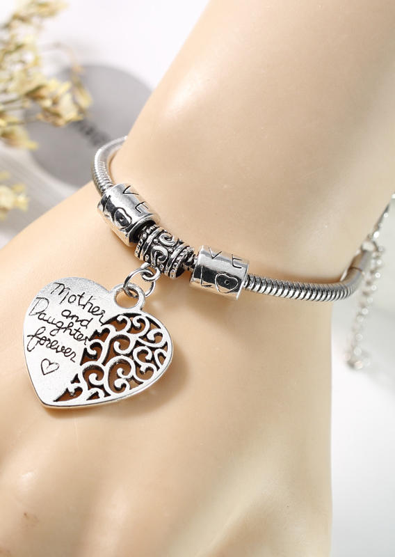 

Mother And Daugther Love Heart Pendant Bracelet, Silver, 463028