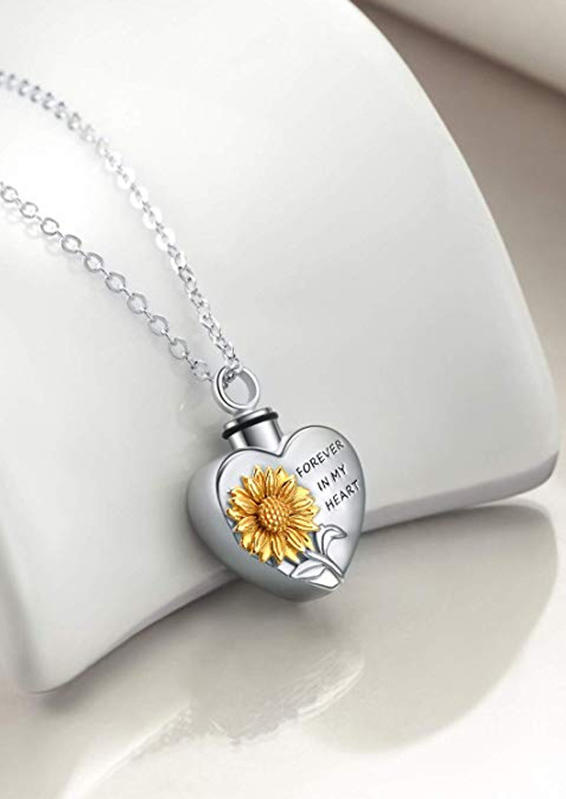 

Sunflower Forever In My Heart Necklace, Silver, 469523