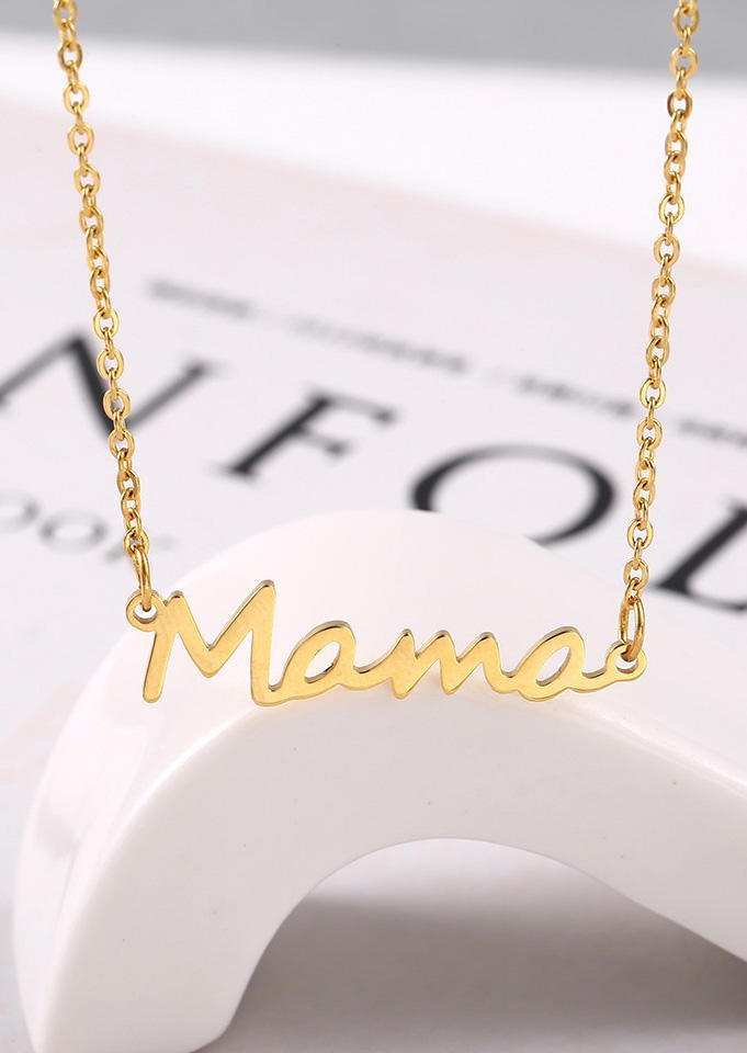 

Mama Letter Casual Alloy Necklace, Gold, 490756