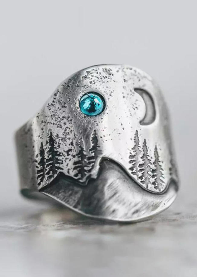 

Mountain Moon Rhinestone Ring - Silver, 497282
