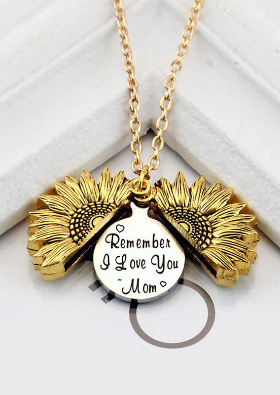 

Remember I Love You Mom Sunflower Locket Pendant Necklace, Gold, 498591