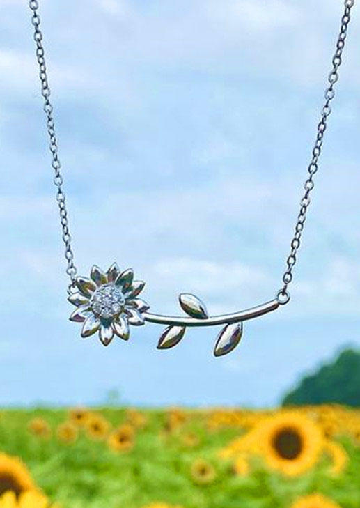 

Vintage Sunflower Alloy Pendant Necklace - Silver, 498842