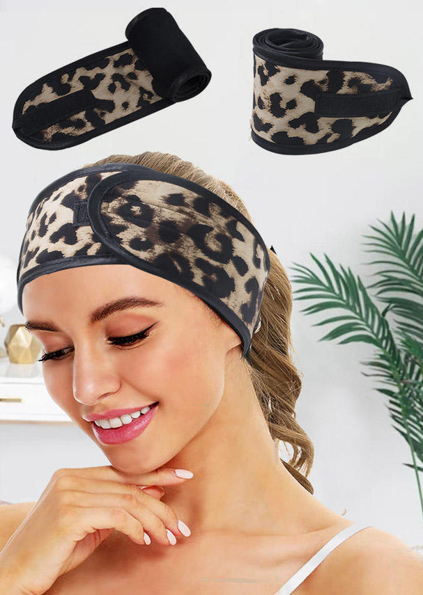 

Leopard Elastic Wrap Adjustable Velcro Headband, 502996
