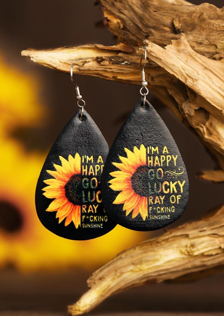 

Sunflower I'm A Happy Go Lucky Ray PU Leather Earrings, Multicolor, 505687