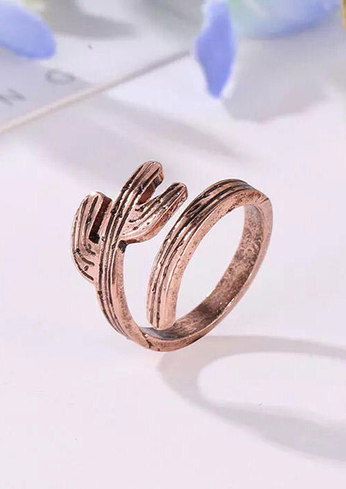 

Vintage Alloy Cactus Open Ring, Rose gold, 479435