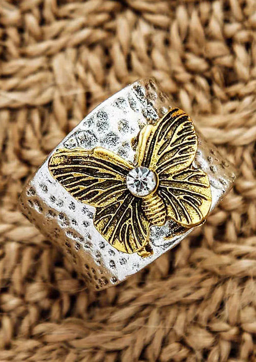 

Vintage Rhinestone Butterfly Ring - Silver, 495269