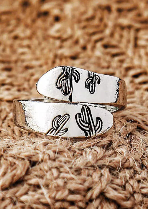 

Creative Cactus Moon Wrap Alloy Ring, Pattern1, 495789